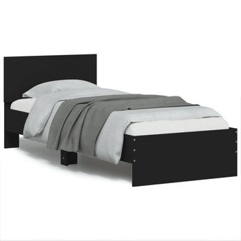 Vidaxl Estructura De Cama Con Cabecero Y Luces Led Negro 90x200 Cm