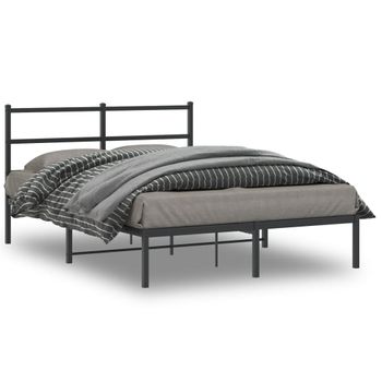 Vidaxl Estructura De Cama Con Cabecero Metal Negro 140x190 Cm