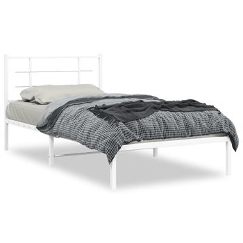 Estructura De Cama De Metal Con Cabecero Blanco 100x200 Cm