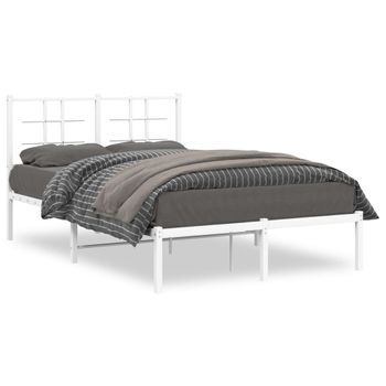 Estructura De Cama De Metal Con Cabecero Blanca 120x190 Cm