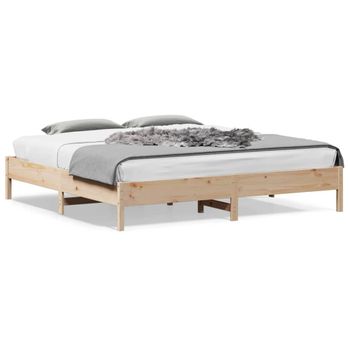 Estructura De Cama Madera Maciza De Pino 180x200 Cm Marrón