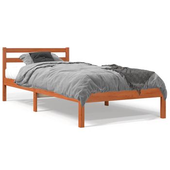 Estructura De Cama Madera Maciza De Pino Marrón Cera 90x200 Cm