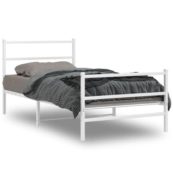 Vidaxl Estructura Cama Metal Con Cabecero Y Estribo Blanco 107x203 Cm