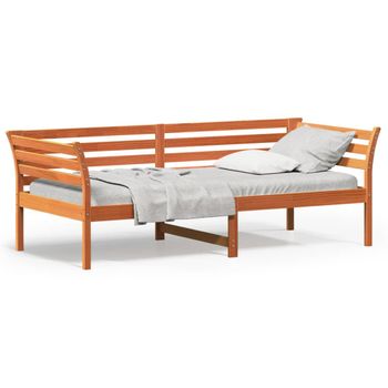 Sofá Cama De Madera Maciza De Pino Marrón Cera 100x200 Cm