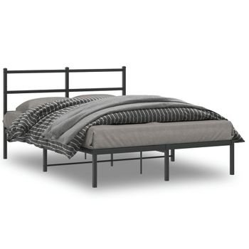 Vidaxl Estructura De Cama Con Cabecero Metal Negro 135x190 Cm