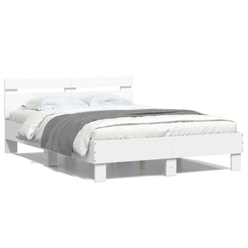 Vidaxl Estructura Cama Con Cabecero Madera Ingeniería Blanco 135x190cm