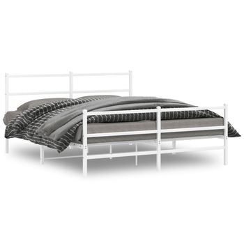 Vidaxl Estructura Cama Metal Con Cabecero Y Estribo Blanco 150x200 Cm