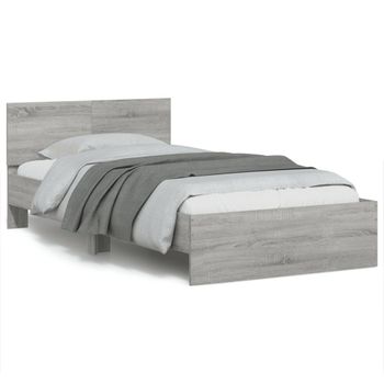 Vidaxl Cama Con Cabecero Madera De Ingeniería Gris Sonoma 100x200 Cm