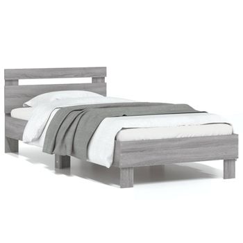 Vidaxl Cama Con Cabecero Madera De Ingeniería Gris Sonoma 90x190 Cm