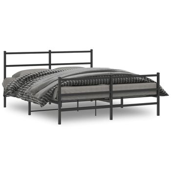 Vidaxl Estructura De Cama Con Cabecero Y Estribo Metal Negro 150x200cm