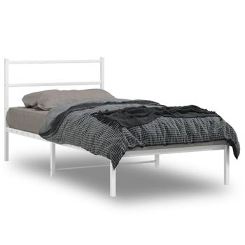 Vidaxl Estructura De Cama De Metal Con Cabecero Blanco 100x190 Cm