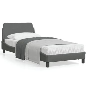 Estructura De Cama Con Cabecero De Tela Gris Oscuro 80x200 Cm