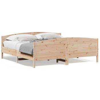 Estructura De Cama Con Cabecero Madera Maciza Pino 180x200 Cm Marrón