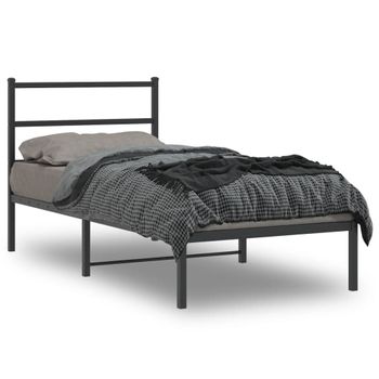 Vidaxl Estructura De Cama Con Cabecero Metal Negro 90x200 Cm