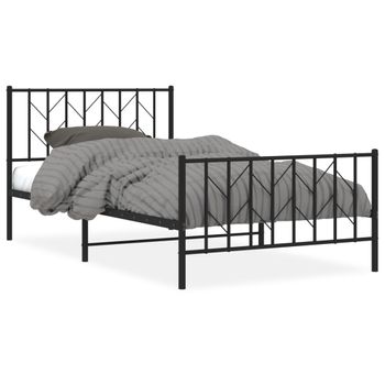 Vidaxl Estructura De Cama Con Cabecero Y Estribo Metal Negro 107x203cm