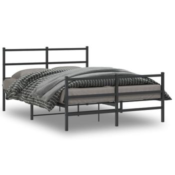 Vidaxl Estructura De Cama Con Cabecero Y Estribo Metal Negro 140x200cm