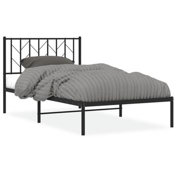 Vidaxl Estructura De Cama Con Cabecero Metal Negro 100x190 Cm