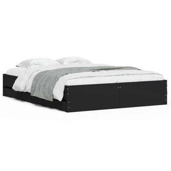 Vidaxl Cama Con Cajones Madera De Ingeniería Negro 140x200 Cm