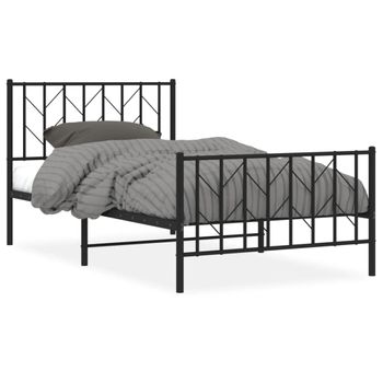 Vidaxl Estructura De Cama Con Cabecero Y Estribo Metal Negro 100x190cm