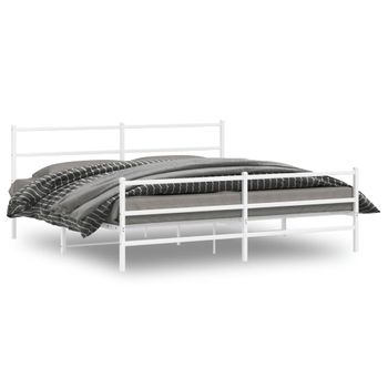 Vidaxl Estructura Cama Metal Con Cabecero Y Estribo Blanco 193x203 Cm