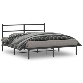 Vidaxl Estructura De Cama Con Cabecero Metal Negro 150x200 Cm