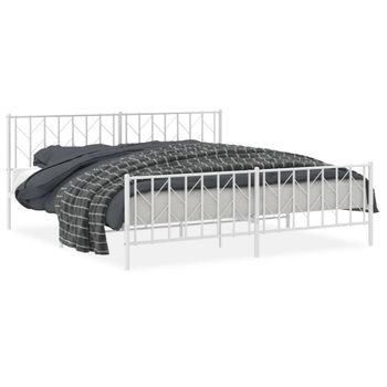 Vidaxl Estructura Cama Metal Con Cabecero Y Pie Cama Blanco 193x203 Cm