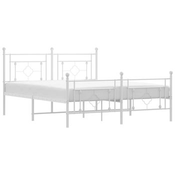 Vidaxl Estructura Cama Metal Con Cabecero Y Estribo Blanco 150x200 Cm