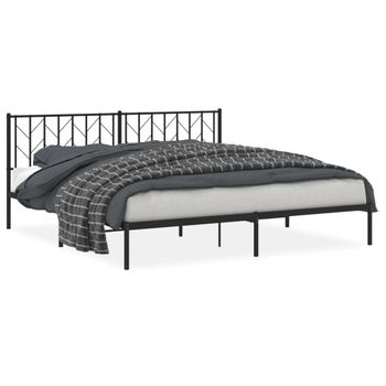 Vidaxl Estructura De Cama Con Cabecero Metal Negro 193x203 Cm