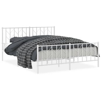 Vidaxl Estructura Cama Metal Con Cabecero Y Estribo Blanco 160x200 Cm