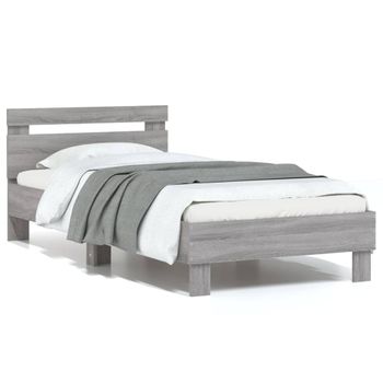 Vidaxl Cama Con Cabecero Madera De Ingeniería Gris Sonoma 90x200 Cm