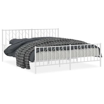 Vidaxl Estructura Cama Metal Con Cabecero Y Pie Cama Blanco 183x213 Cm