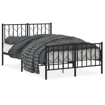 Vidaxl Estructura De Cama Cabecero Y Pie De Cama Metal Negro 120x200cm