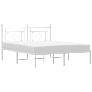 Vidaxl Estructura De Cama De Metal Con Cabecero Blanca 150x200 Cm