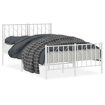 Vidaxl Estructura Cama Metal Con Cabecero Y Estribo Blanco 120x190 Cm