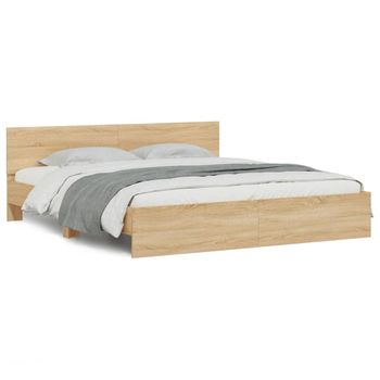 Vidaxl Estructura De Cama Con Cabecero Roble Sonoma 160x200 Cm Marrón