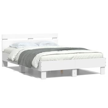 Vidaxl Estructura De Cama Con Cabecero Y Luces Led Blanco 120x190 Cm