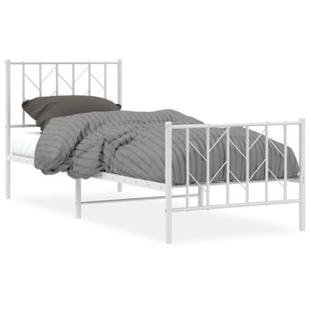 Vidaxl Estructura Cama Metal Con Cabecero Y Pie Cama Blanca 80x200 Cm