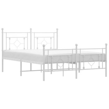 Vidaxl Estructura Cama Metal Cabecero Y Pie De Cama Blanco 140x190 Cm