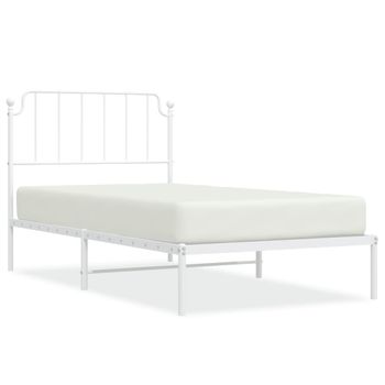 Vidaxl Estructura De Cama De Metal Con Cabecero Blanco 100x200 Cm