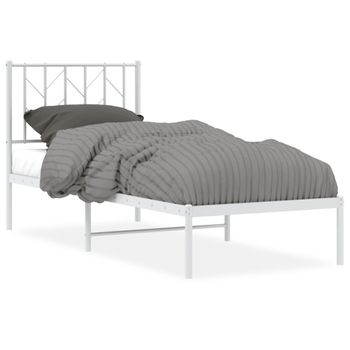 Vidaxl Estructura De Cama De Metal Con Cabecero Blanco 75x190 Cm