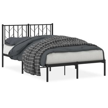 Vidaxl Estructura De Cama Con Cabecero Metal Negro 120x190 Cm