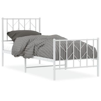 Vidaxl Estructura Cama Metal Con Cabecero Y Pie Cama Blanca 75x190 Cm