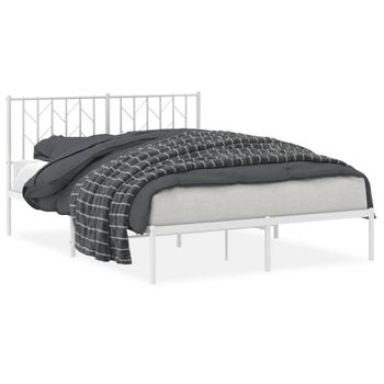 Vidaxl Estructura De Cama Con Cabecero Metal Blanca 140x200 Cm