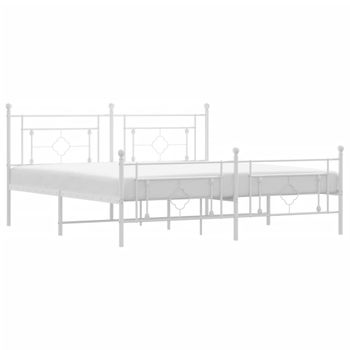 Vidaxl Estructura Cama Metal Con Cabecero Y Pie Cama Blanco 183x213 Cm