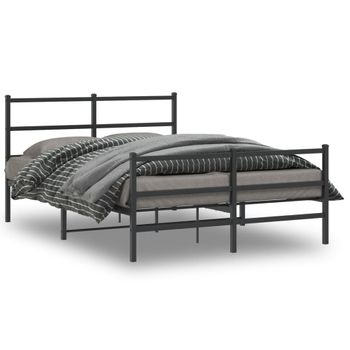 Vidaxl Estructura De Cama Con Cabecero Y Estribo Metal Negro 140x190cm