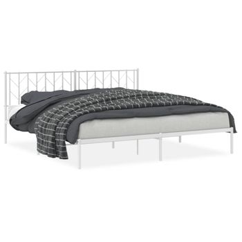 Vidaxl Estructura De Cama De Metal Con Cabecero Blanco 193x203 Cm