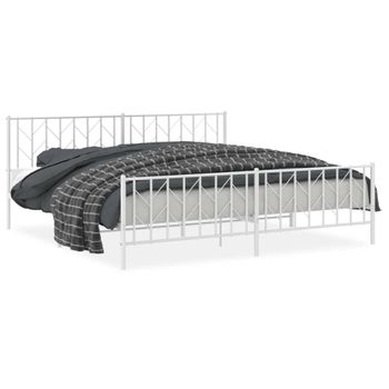 Vidaxl Estructura Cama Metal Con Cabecero Y Estribo Blanco 200x200 Cm