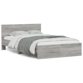 Vidaxl Estructura De Cama Con Cabecero Gris Sonoma 120x190 Cm