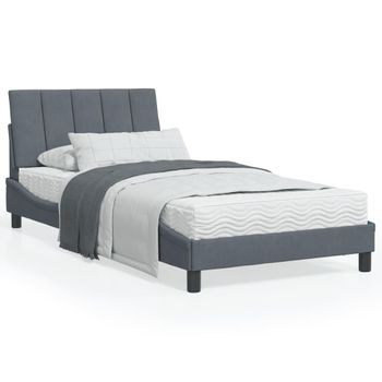 Vidaxl Estructura Cama Con Cabecero Terciopelo Gris Oscuro 100x200 Cm