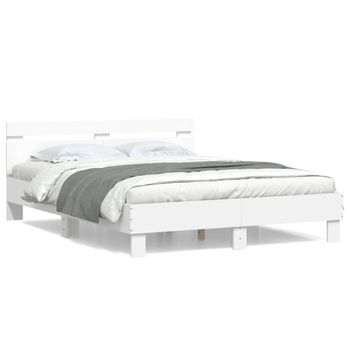 Vidaxl Estructura Cama Con Cabecero Madera Ingeniería Blanco 140x190cm